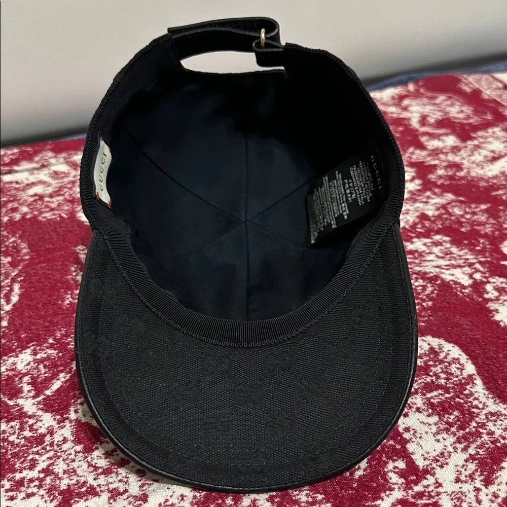 Gucci Black GG Monogram Baseball Cap with Signature Sherry Line